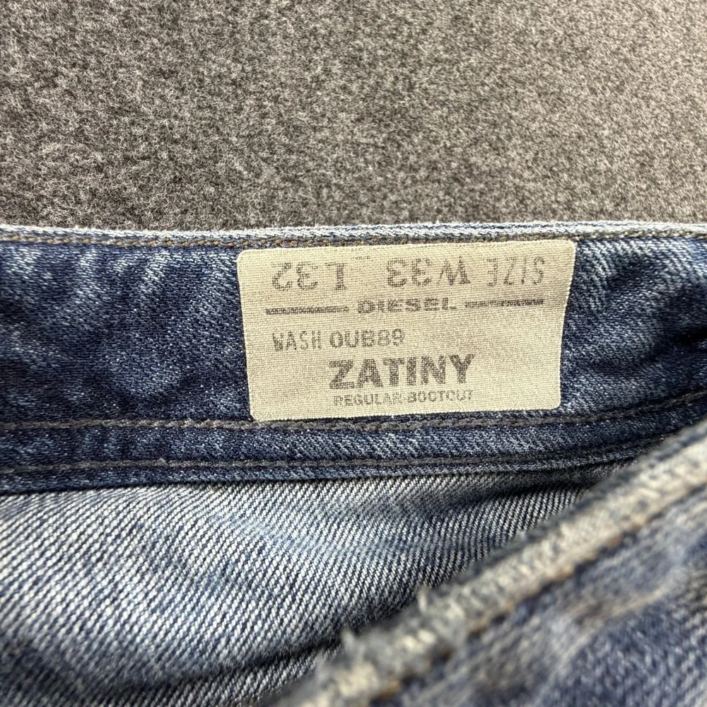 Diesel Zatiny Regular Bootcut Jeans Mens 35x32 Blue Wash 0UB89 Made in USA Denim